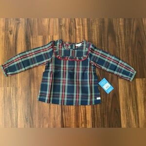 Rufflebutts Plaid Long Sleeve Yoke Top 4T